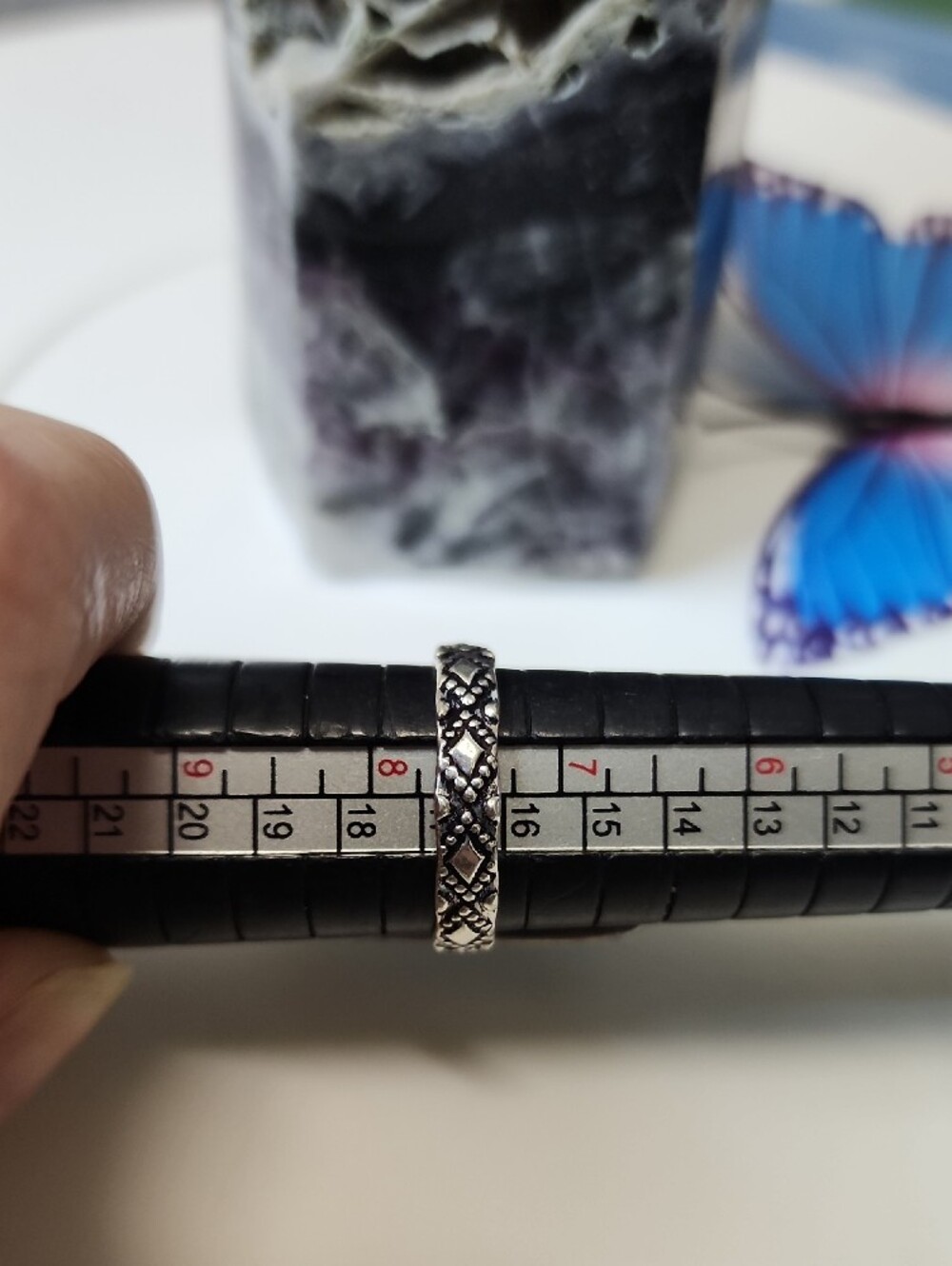 Blue Green Rectangular Statement Ring - Picture 2 of 5